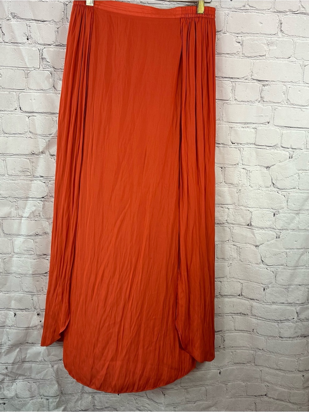 soft surroundings Coral-Orange Maxi Skirt women XS wrap panel slits beach resort
